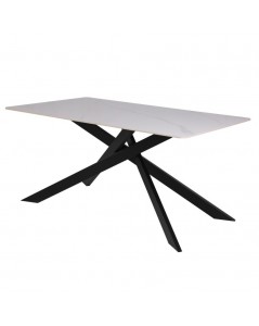 Tavolo Rettangolare Star Piano Ceramica Effetto Marmo Bianco Lucido
