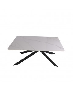 Tavolo Rettangolare Star Piano Ceramica Effetto Marmo Bianco Lucido