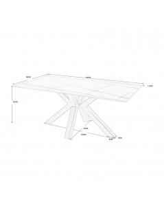 Tavolo Germany Piano Ceramica Effetto Marmo Grigio Opaco 180x90 cm.
