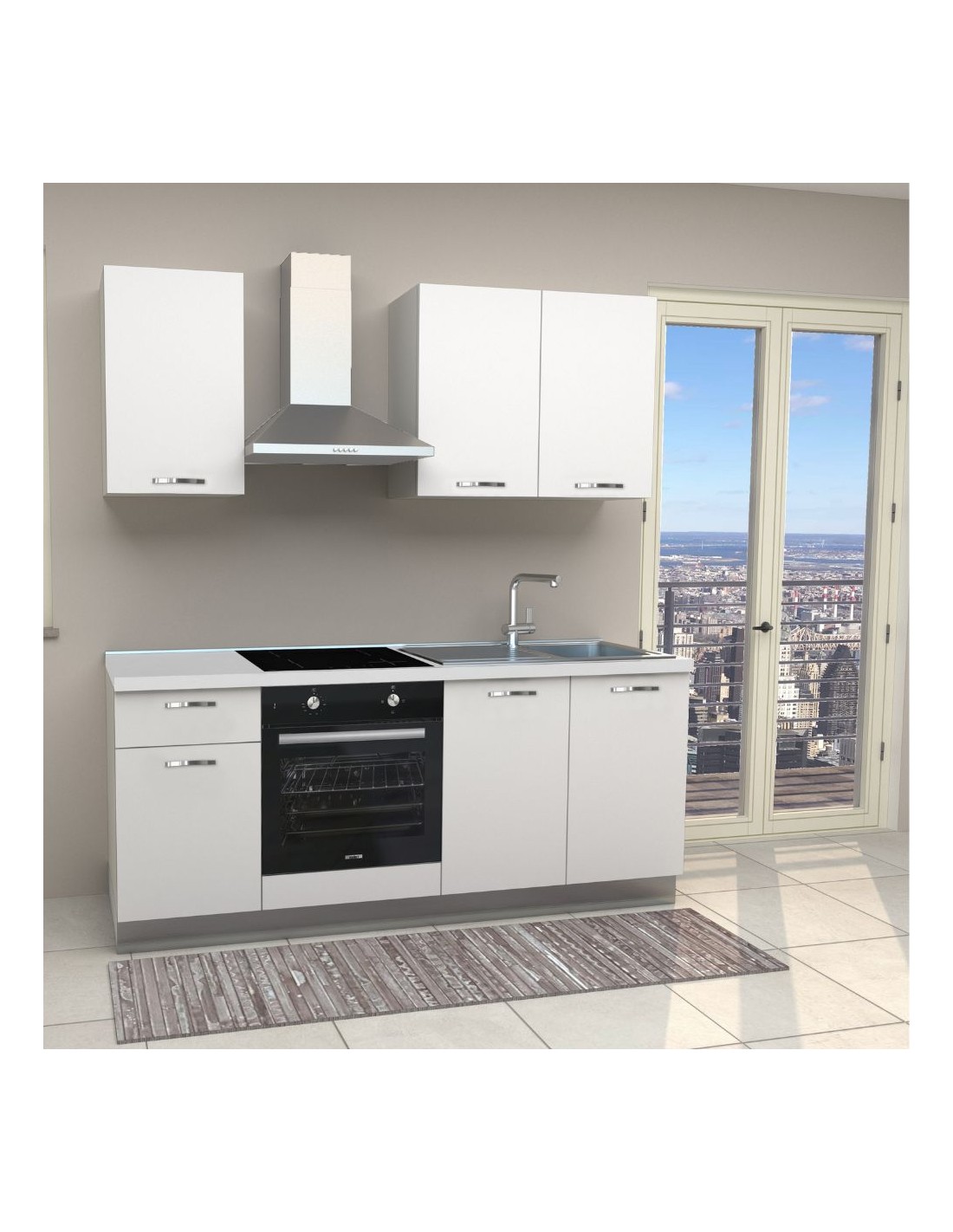 Cucina Taurus completa di elettrodomestici e piano cottura induzione 195 cm