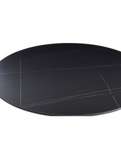 Tavolo Rotondo Dot Piano Ceramica Effetto Marmo Nero e Oro