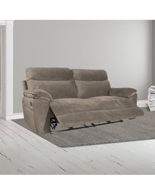 Divano 3 posti recliner elettrico tessuto cappuccino Boston 200x100x102H