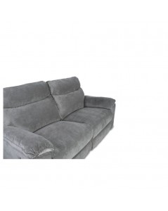 Divano 3 posti recliner elettrico tessuto grigio Boston 200x100x102H