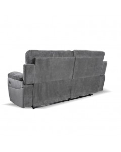 Divano 3 posti recliner elettrico tessuto grigio Boston 200x100x102H