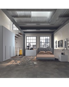 Camera da letto grigio frassinato con letto contenitore Piera
