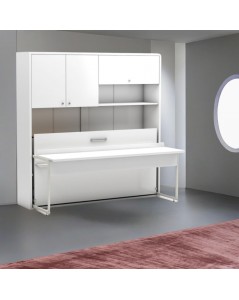 Letto a scomparsa singolo con scrivania estraibile Nitro bianco 207x35x208H