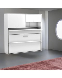 Letto a scomparsa singolo con scrivania estraibile Nitro bianco 207x35x208H