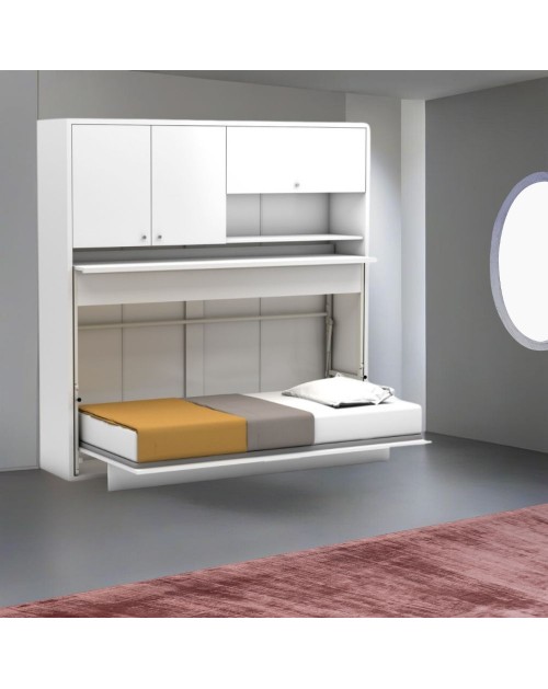 Letto a scomparsa singolo con scrivania estraibile Nitro bianco 207x35x208H