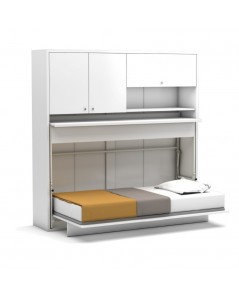 Letto a scomparsa singolo con scrivania estraibile Nitro bianco 207x35x208H
