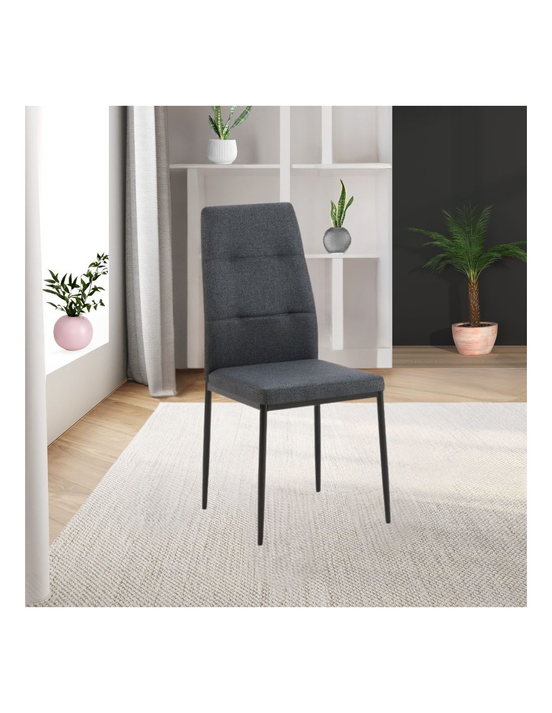 Divano letto con chaise loungue VEJLBY tessuto grigio scuro