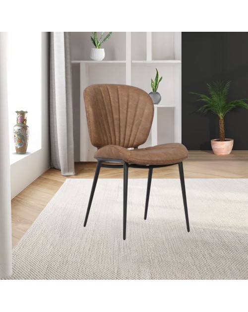 Sedia con gambe in metallo nero colore tortora vintage Elice