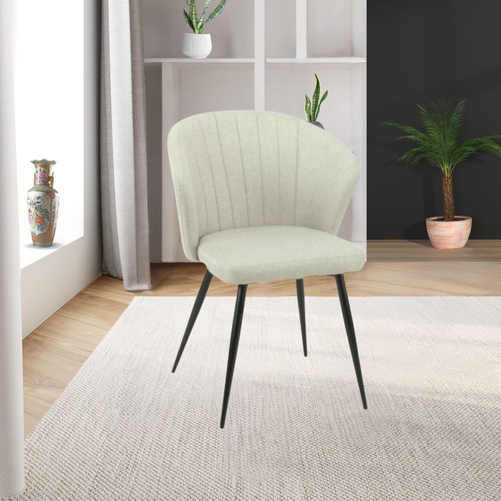 Set 2 sedie tessuto beige e piedi in metallo nero Krid