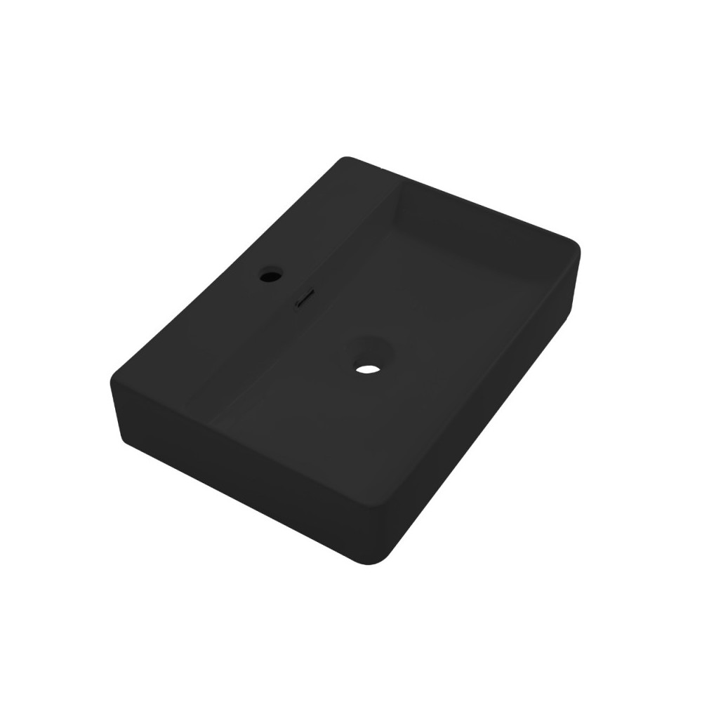 Lavabo d'appoggio in ceramica nero opaco 60x42x13H 9555