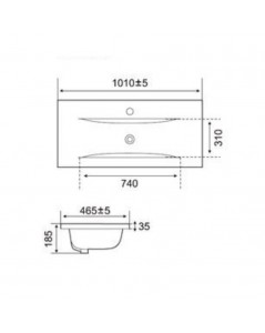 Lavabo consolle d'appoggio in ceramica bianco 101x46.5x18H PLAT840-100