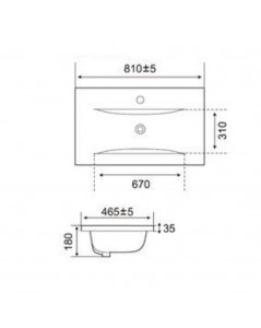 Lavabo consolle d'appoggio in ceramica bianco 81x46.5x18H PLAT840-80