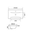 Lavabo consolle d'appoggio in ceramica bianco 81x46.5x18H PLAT840-80
