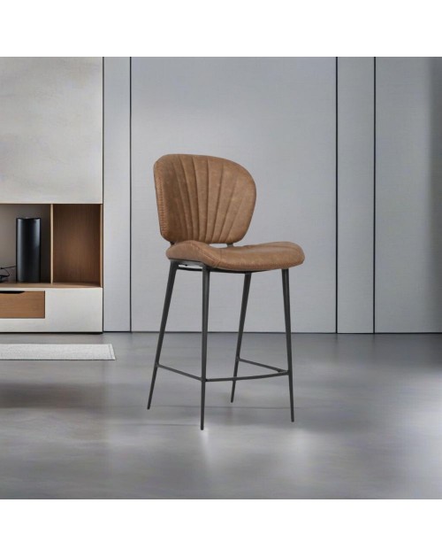 Sgabello con gambe in metallo nero colore tortora vintage Elice