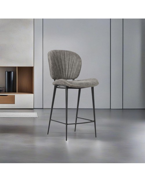 Sgabello con gambe in metallo nero colore grigio chiaro Elice