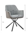 Sedia con braccioli tessuto grigio e retro ecopelle elephant Comet