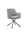 Sedia con braccioli tessuto grigio e retro ecopelle elephant Comet