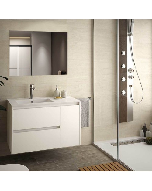 Mobile bagno sospeso Resia 90x46x54 H colore bianco larice