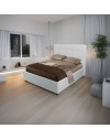 Letto una piazza e mezza con contenitore Ascoli 142x210x110H ecopelle colore bianco