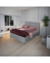 Letto una piazza e mezza con contenitore Ascoli 142x210x110H tessuto colore grigio chiaro