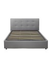 Letto una piazza e mezza con contenitore Ascoli 142x210x110H tessuto colore grigio chiaro