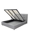 Letto una piazza e mezza con contenitore Ascoli 142x210x110H tessuto colore grigio chiaro