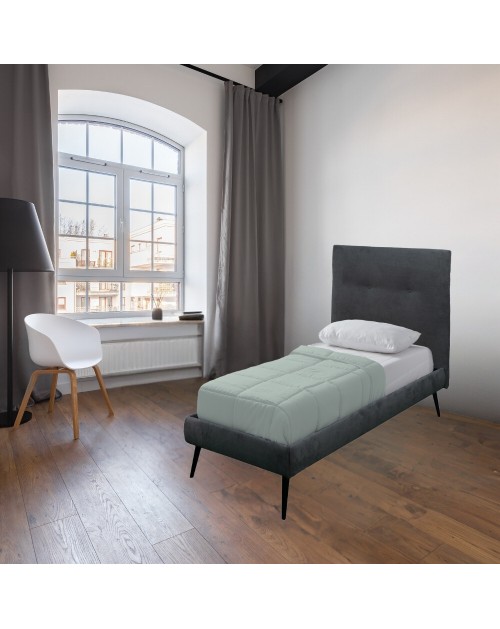 Letto singolo con rete inclusa Stiletto tessuto colore ash grigio