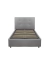Letto singolo con contenitore Ascoli 102x210x110H tessuto colore grigio chiaro