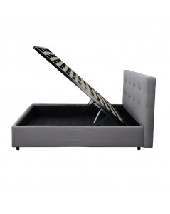 Letto Singolo Contenitore Ascoli 102x210x110H tessuto grigio chiaro