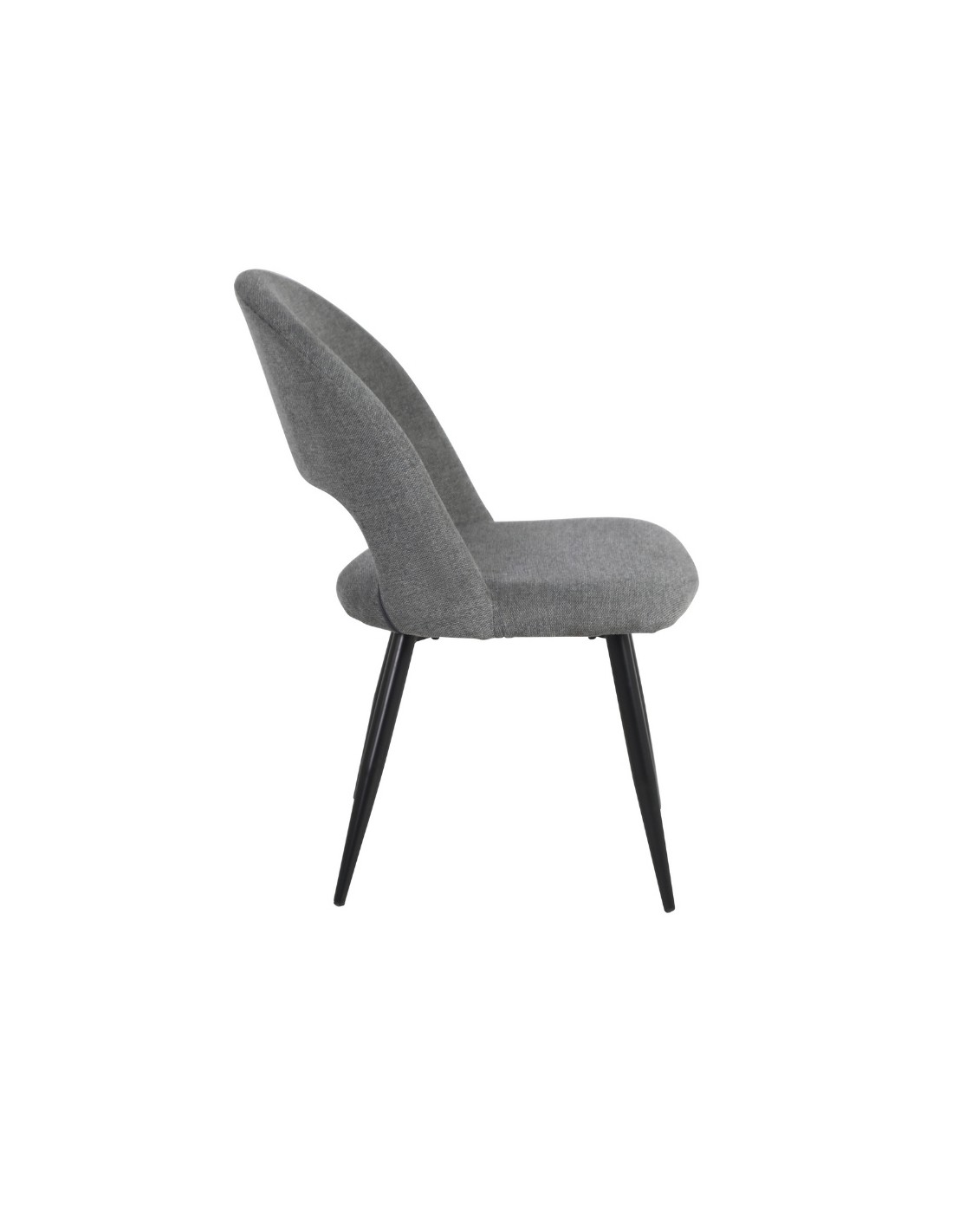 Set Di 2 Sedie Da Pranzo Imbottite In Tessuto Di Lino Grigio - Design Linee Simmetriche - Gambe In Metallo Nero - Per Sala Da Pranzo, Soggiorno, Attesa