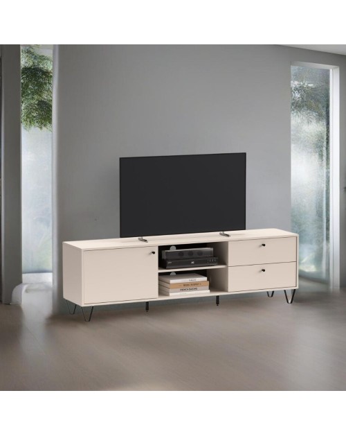 Mobile porta Tv Aldo1 con anta cassetti e vano a giorno 182x40x50,1H colore cashmere