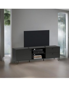Mobile porta Tv Aldo1 con anta cassetti e vano a giorno 182x40x50,1H colore antracite