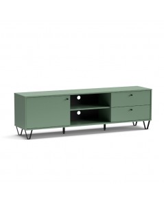 Mobile porta Tv Aldo1 con anta cassetti e vano a giorno colore verde