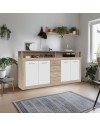 Credenza 4 ante colore bianco e cassetti rovere LunaXXL 190x31.9x95.9H