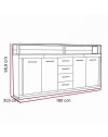 Credenza 4 ante colore bianco e cassetti rovere LunaXXL 190x31.9x95.9H