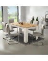 Tavolo rettangolare allungabile pino bianco e piano rovere Anthony 160x88x75H stile shabby