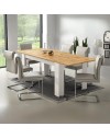 Tavolo rettangolare allungabile pino bianco e piano rovere Anthony 160x88x75H stile shabby