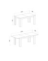 Tavolo rettangolare allungabile pino bianco e piano rovere Anthony 160x88x75H stile shabby