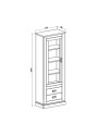 Vetrina colore pino bianco e rovere 2 cassetti e anta Anthony23 73x39,6x204H stile shabby