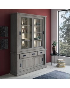 Cristalliera colore ancona oak 3 cassetti e 4 ante scorrevoli Anthony67120 150x39,6x204H stile shabby