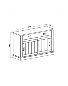 Madia colore pino bianco e rovere wotan 2 cassetti e 2 ante scorrevoli Anthony52 149,9x49,8x95,5Hn e anderson pine stile shabby