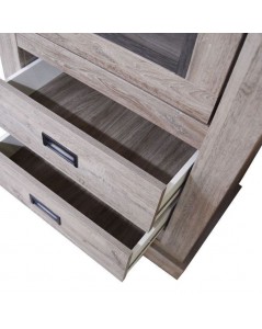 Vetrina colore ancona oak 2 cassetti e anta Anthony23 73x39,6x204H stile shabby