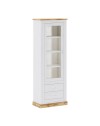 Vetrina colore pino bianco e rovere 2 cassetti e anta Anthony23 73x39,6x204H stile shabby