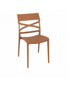 Sedia polipropilene colore terracotta schienale incrocio Flow