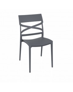 Sedia polipropilene schienale incrocio Flow colore grigio metal