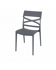 Sedia polipropilene schienale incrocio Flow colore grigio metal