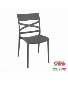 Sedia polipropilene schienale incrocio Flow colore grigio metal